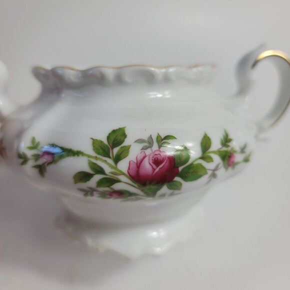 Traditions China Johann Haviland Moss Rose Sugar Bowl White with Pink Roses - Picture 9 of 16